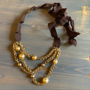 Faux gold pearl necklace